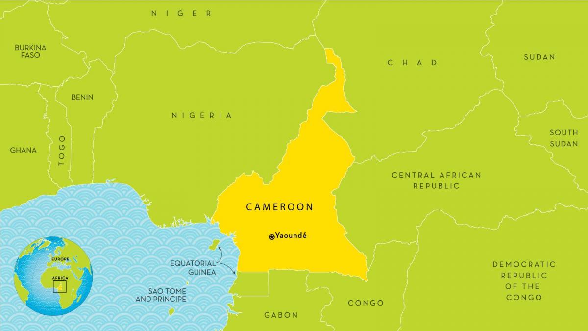 kart av Kamerun og omkringliggende land