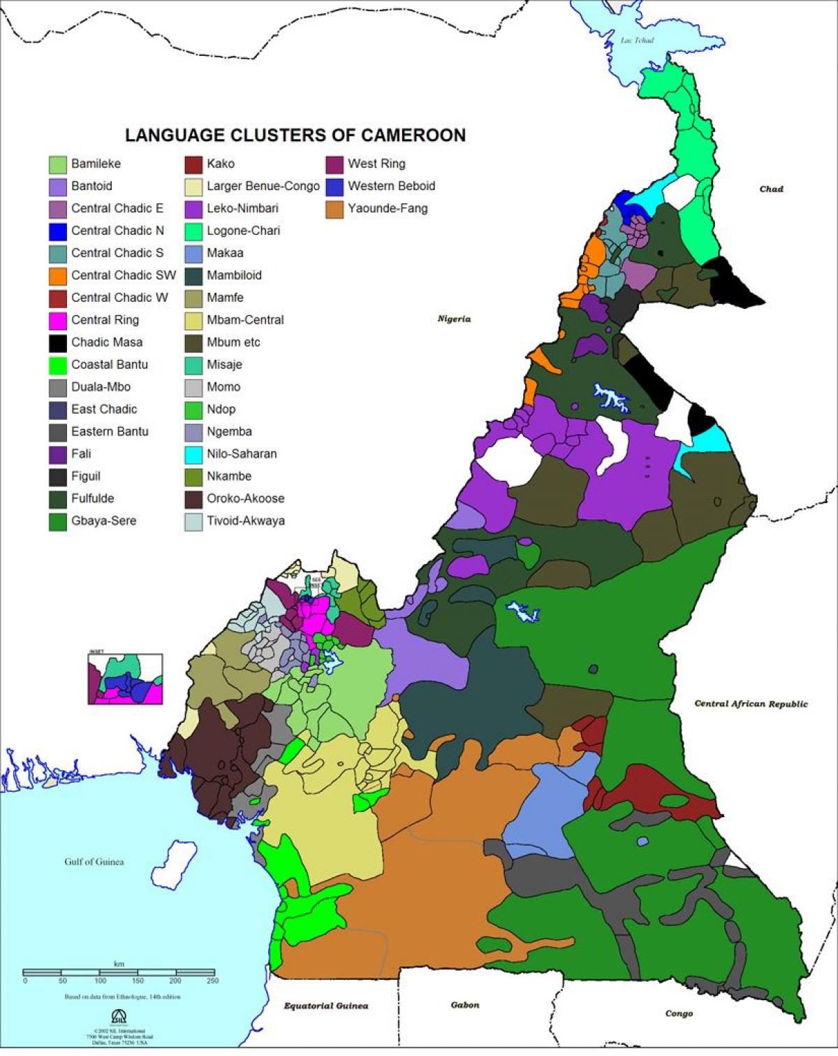 Kart over Kamerun språk