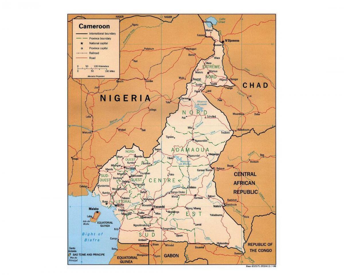 Kart over sør-Kamerun