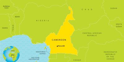 Kart av Kamerun og omkringliggende land