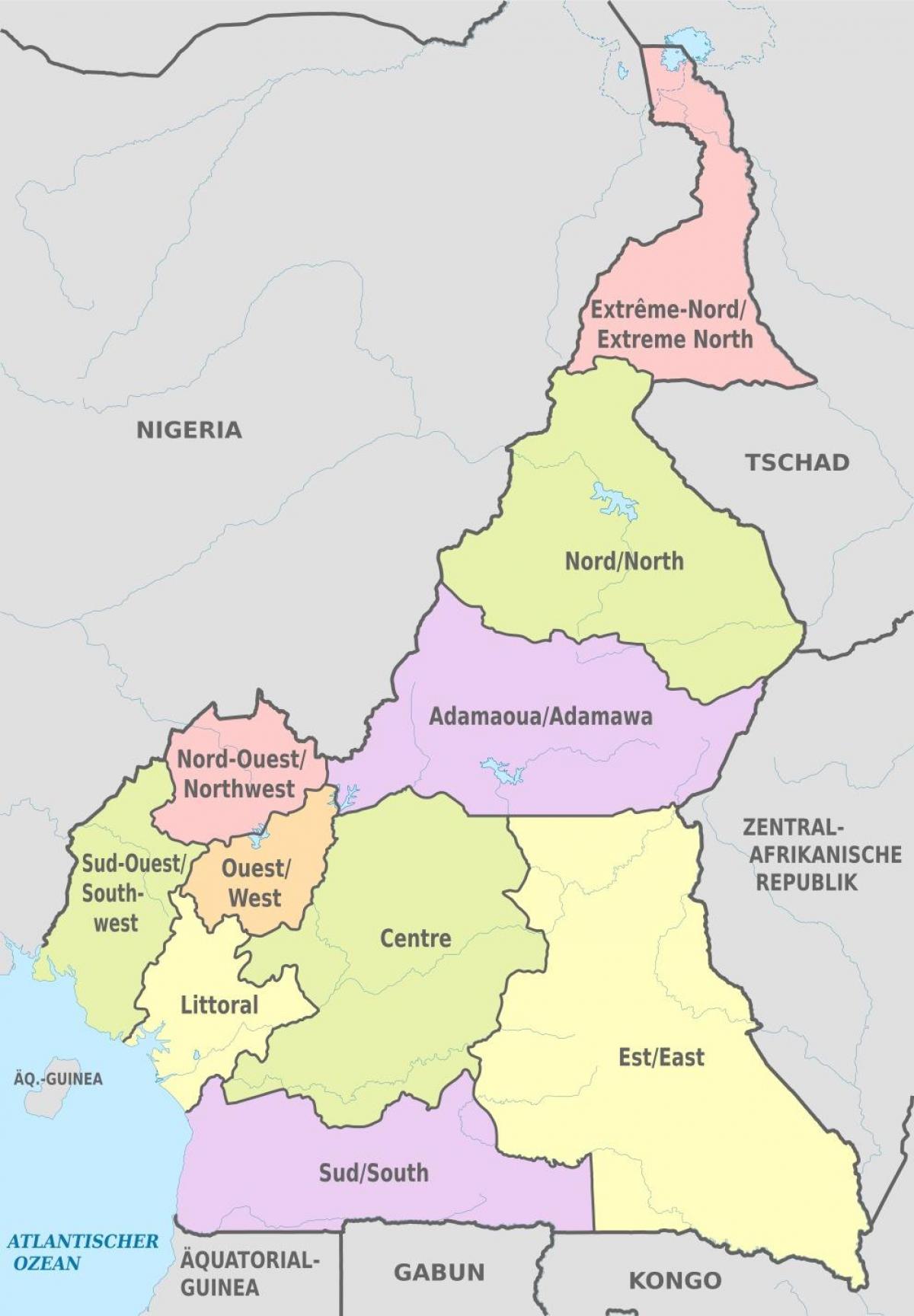 Kart av administrative Kamerun